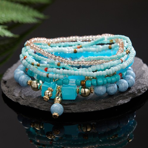 8pcs multi layer crystal boho - multi-layer,