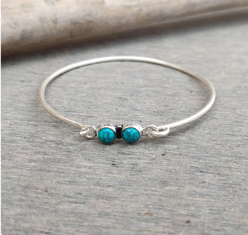 Turquoise gemstone bangle 925 - turquoise,