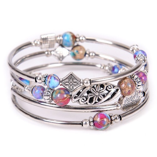 Layered wrap bangle turquoise - layered,