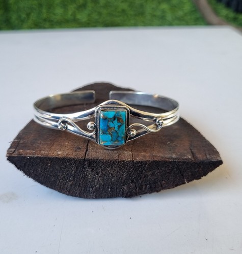 Blue copper turquoise bangle - copper,