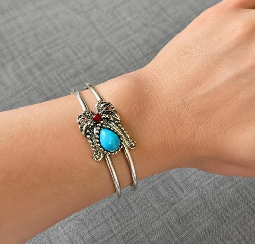 Vintage silver tone turquoise - vintage,