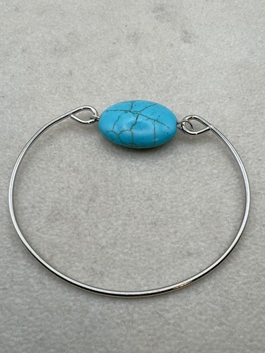 Silver tone alloy steel bangle - silver,