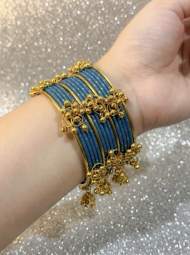 Viral turquoise blue gold - blue, &