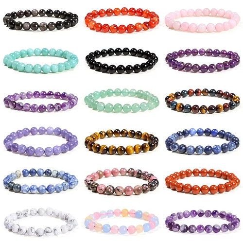 Natural stone beads bracelet - natural,