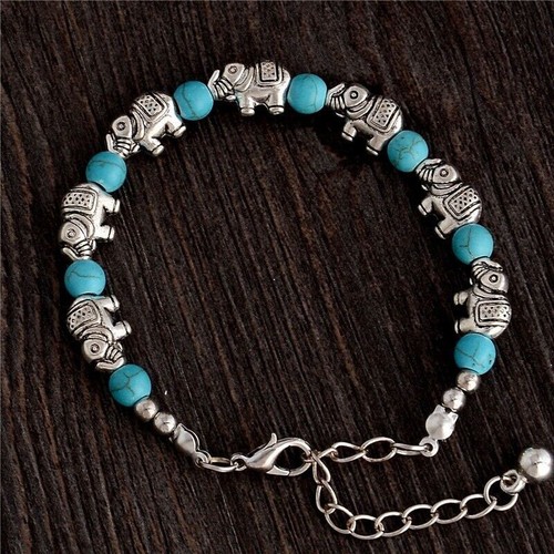 Turquoise bead elephant - bead,