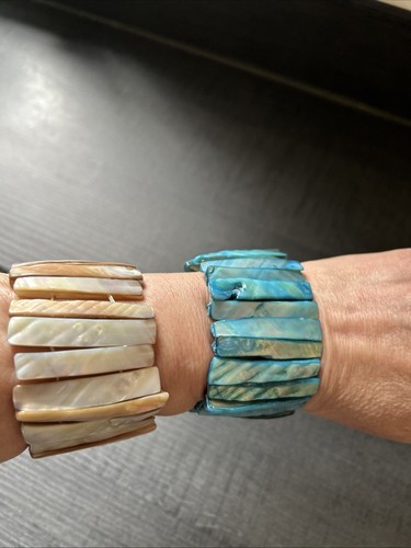 Two bangles beige turquoise - bangles-,