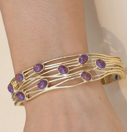 14ct gold plated cuff bangle - 14ct,
