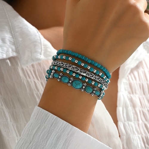 Vintage turquoise beaded - turquoise,