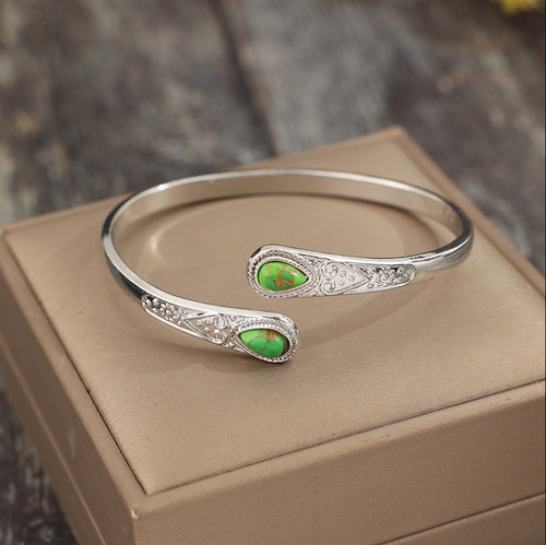 Vintage open cuff bracelet 925 - bracelet,